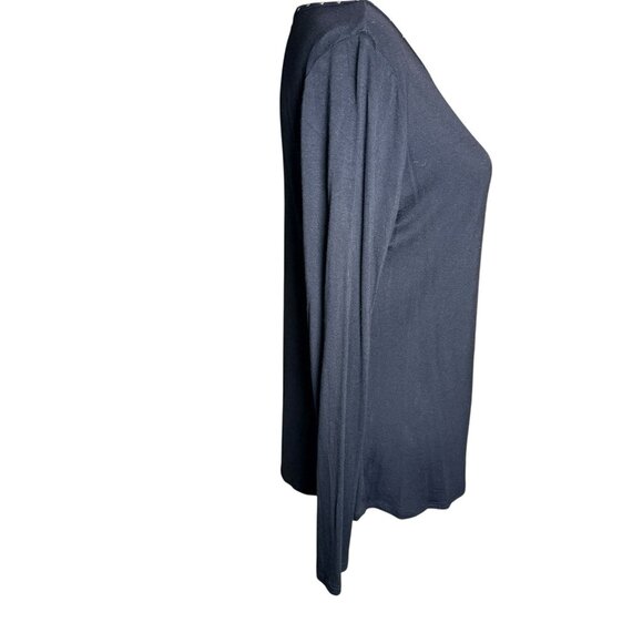 New Rock & Republic Long Sleeve Embellished Asymmetrical Cutout Top Black Medium - Picture 5 of 7